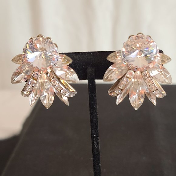 Source Unknown Jewelry - (A)  Gorgeous Vintage Cluster Statement Clip-on Earrings